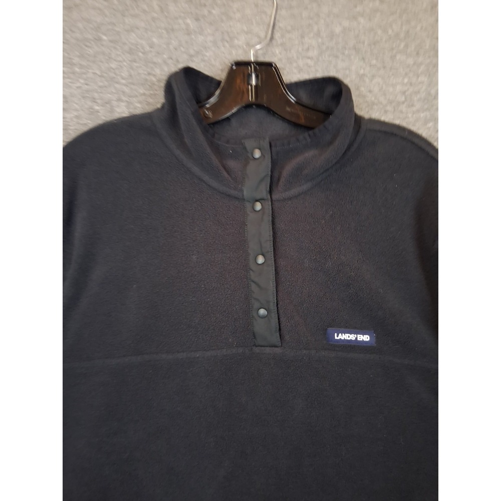 Lands End Womens Jacket 2X Black Fleece 1/4 Snap Gorp Outdoor Fall Lightweight